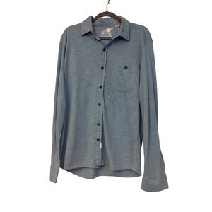 Laguna Mens Super Slub Cotton Blend Stretch Button Down Shirt Blue LSMT3903 L